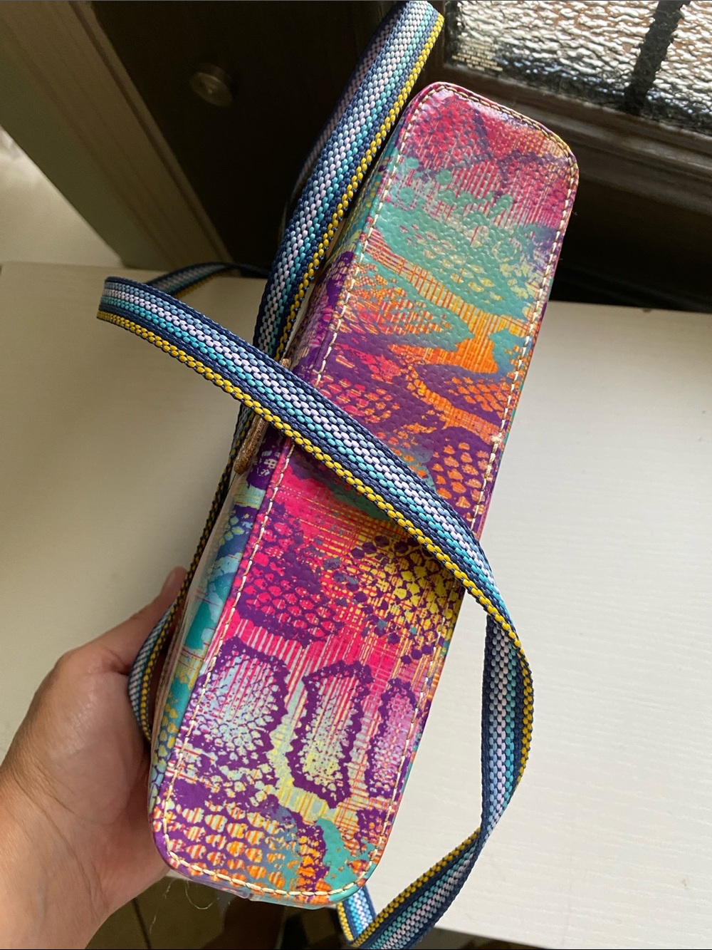 Consuela Multicolor Crossbody Bag - Pink, Turquoise, Yellow, Purple - Picture 6 of 9